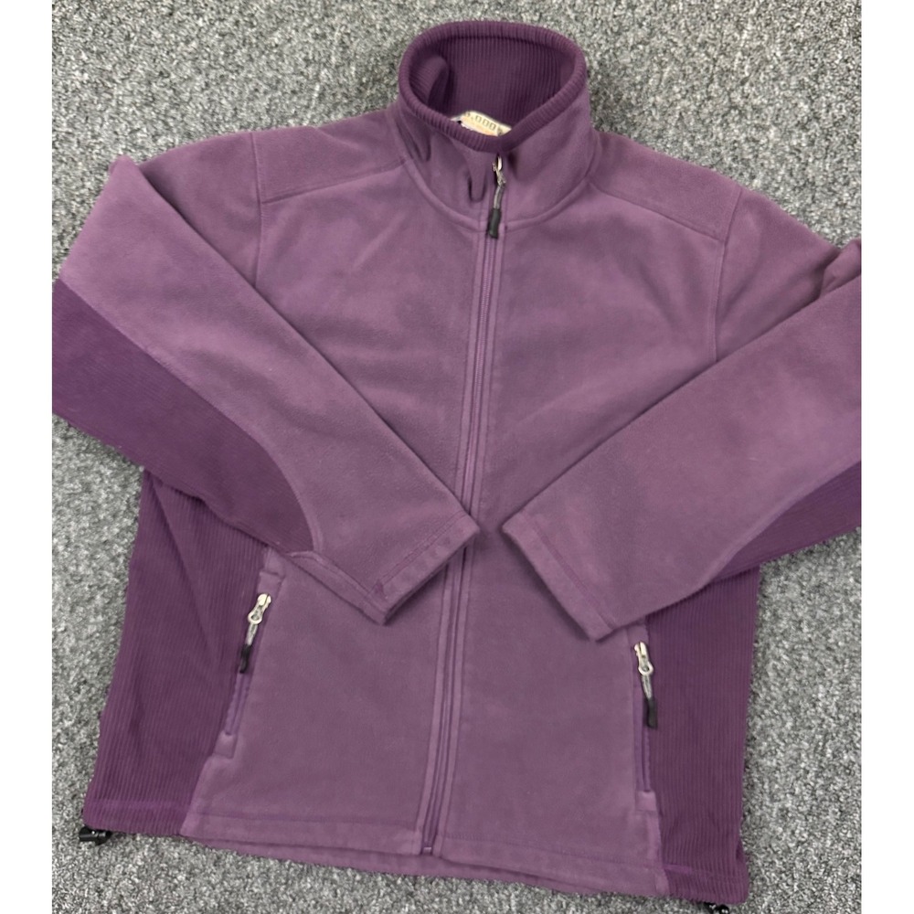 10,000 ft Above Sea Level Purple Fleece Jacket Full Zip Ribbed Panels Large